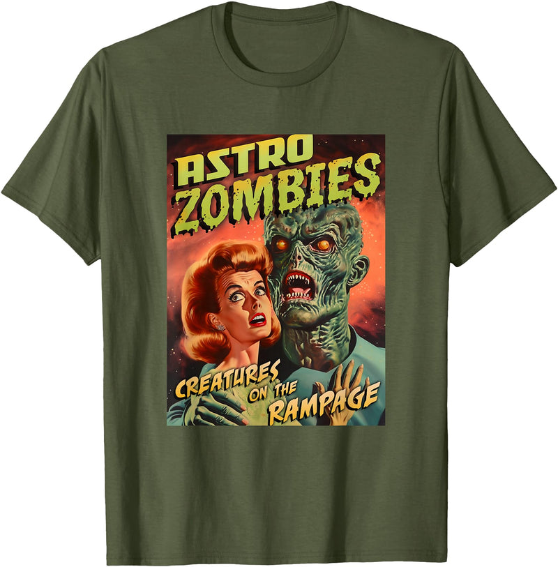 Last Gasp Graphics Astro Zombies 1950s Horror Comic Cover T-Shirt - Olive Green