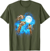 Animals howling blue 3 Giraffe Howling at The Moon Colorful Blue T-Shirt - Olive Green