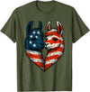 Fourth of July Clothing Co. Patriotic Llamas Heart American Flag 4th of July Graphic T-Shirt - Olive Green