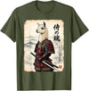 Vintage Samurai Alpaca Llama Japanese Art Tees Samurai Llama Japanese Art Vintage Alpaca Funny Animal T-Shirt - Olive Green