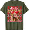 Valentine XOXO Highland Cow Fng Valentine XOXO Highland Cow Cute Coquette Bow Western T-Shirt - Olive Green