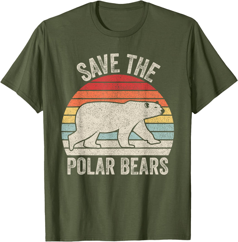 Catch Some Rays Save the Polar Bears Endangered Arctic T-Shirt - Olive Green