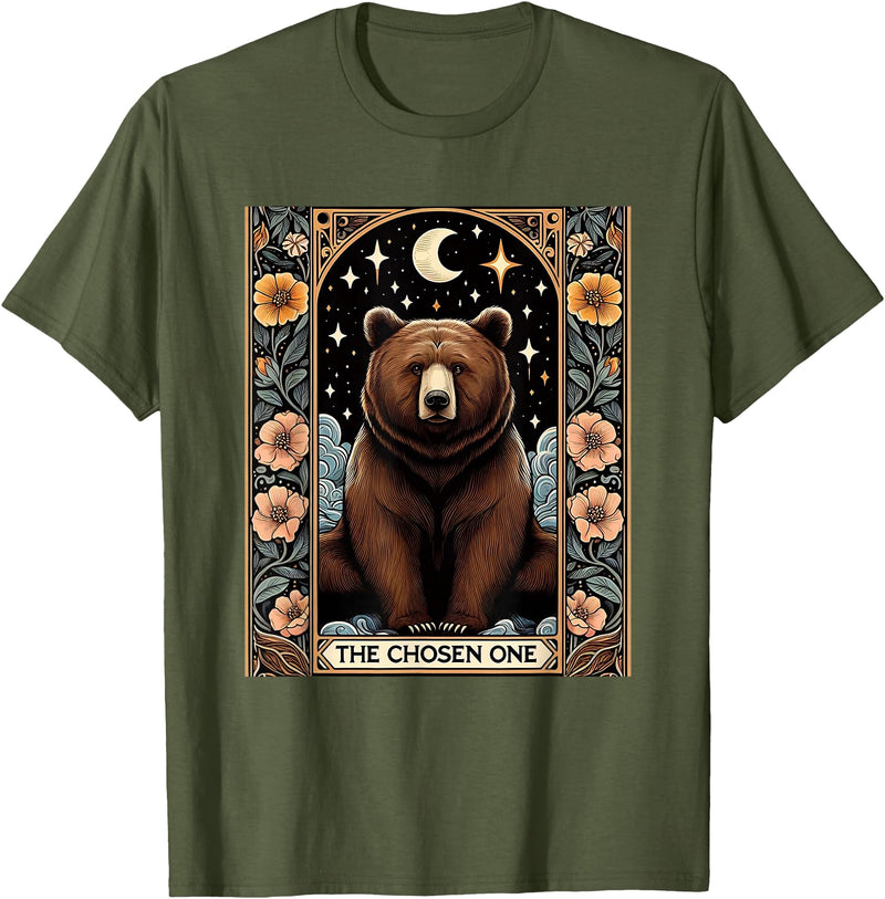 Funny I Choose the Bear Tarot Card Women Girls Trending T-Shirt - Olive Green
