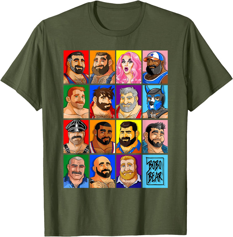 Bobo Bear Happy Pride T-Shirt - Olive Green