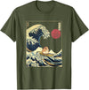 Hamster Kanagawa Wave Funny Surf Animal T-Shirt - Olive Green