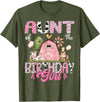 Famer Pink Cow Birthday Matching Tees Aunt Of The Birthday Girl 1St Birthday Pink Cow Farm T-Shirt - Olive Green