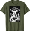 Hamster UFO | Funny Invasion Meme Alien Hamster UFO Selfie T-Shirt - Olive Green