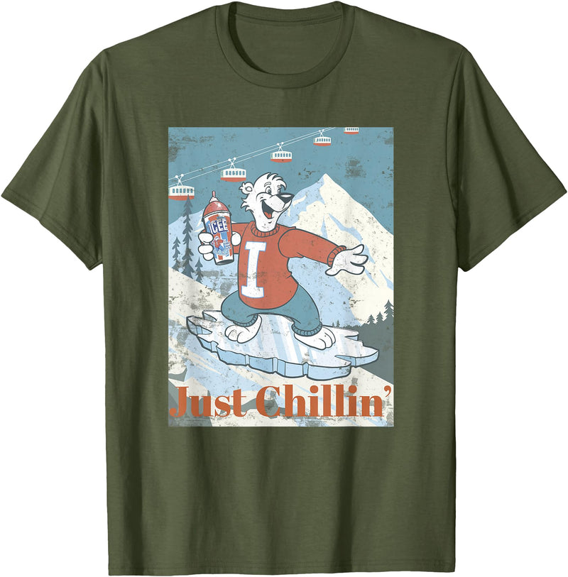 ICEE Bear Ice Boarding Just Chillin' T-Shirt - Olive Green