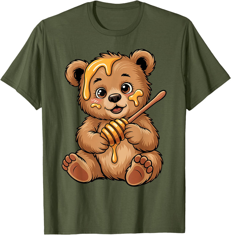 Funny bear design for kids men women Cute Bear Design for Bear Lover and Bear T-Shirt - Olive Green