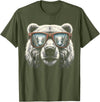 Funny Polar Bear Lover Polar Bear with Sunglasses T-Shirt - Olive Green