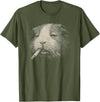 Pet Vintage Sarcastic Animal Dark Humor Meme Funny Guinea Pig Smoking Cigarette No Patience Attitude T-Shirt - Olive Green