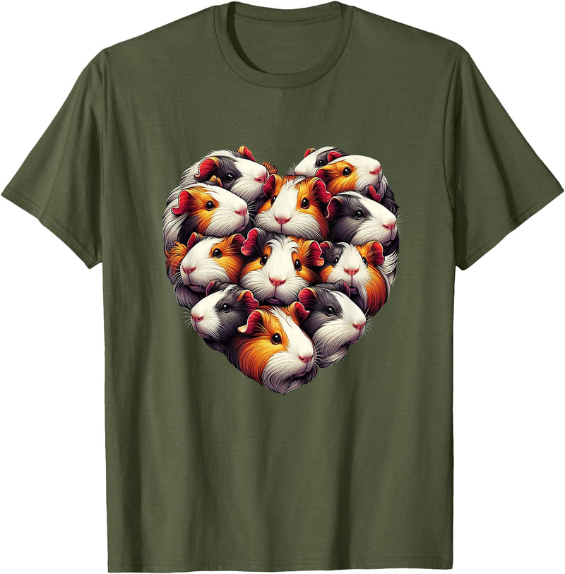 Guinea pigs Artwork Co by MNI Guinea pigs Love Heart of Kids women Teen Girls T-Shirt - Olive Green