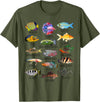 Do You Know Fish Co. Fishkeeping Fish Species Biology Types of Aquarium Fish T-Shirt - Olive Green