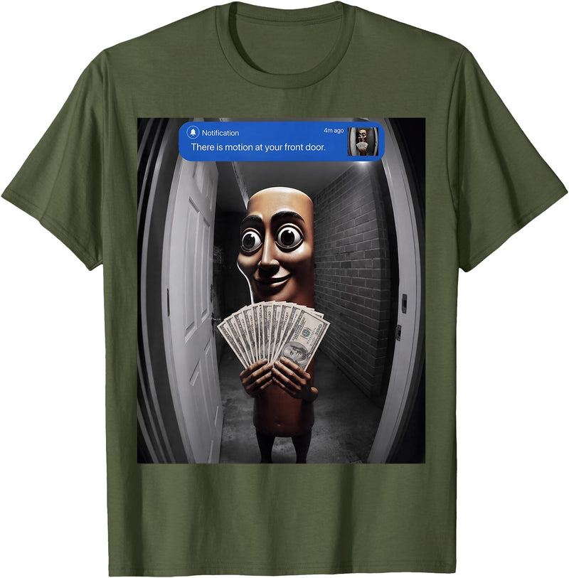 Funny Tung Tung Tung Sahur Italian Brainrot Meme There is Motion at Your Front Tung Tung Tung Sahur Meme T-Shirt - Olive