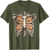 Ribcage Pumpkin Spooky Halloween Women Men Kids Retro Vintage 90s Ribcage Pumpkin Face Horror Halloween T-Shirt - Olive Green