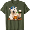 Funny Polar Bear Beer Happy Apparel Polar Bear Drinking Beer Funny Animal Meme Lovers Men Women T-Shirt - Olive Green
