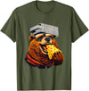 Retro Bear with Cheese for Boys Funny Animal humor Retro Bear Eating Cheese with a Grater Hat T-Shirt - Olive Green