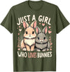 Just a Girl Who Loves Bunnies Rabbit T-Shirt in Olive Green