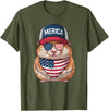 Hamster 4th of July US American Flag Patriotic T-Shirt - Olive Green