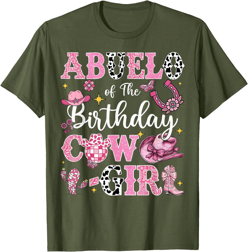 CowGirl Birthday Family Matching Abuelo Of The Birthday Cow-Girl Rodeo Abuelo Bday Party T-Shirt - Olive Green