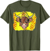 Softball Highland Cow With Bandana Glasses Happy Mother's T-Shirt - Olive Green