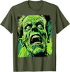 FrightNightFits Classic Horror Green Evil Crazy Scientist Freak Halloween T-Shirt - Olive Green