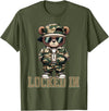 Boys & Mens Camouflage Teddy Bear Streetwear Gear Camo Hip Hop Teddy Bear Locked In Saying Hustle Money Grind T-Shirt - Olive Green
