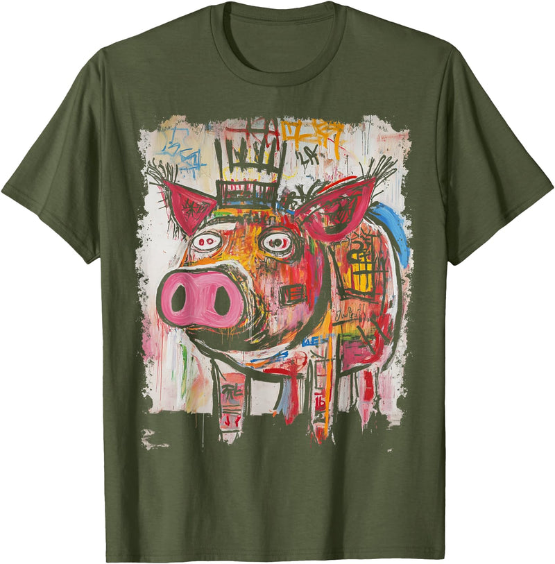 BADMENS&SIRENS Pig 90s Graffiti T-Shirt - Olive Green