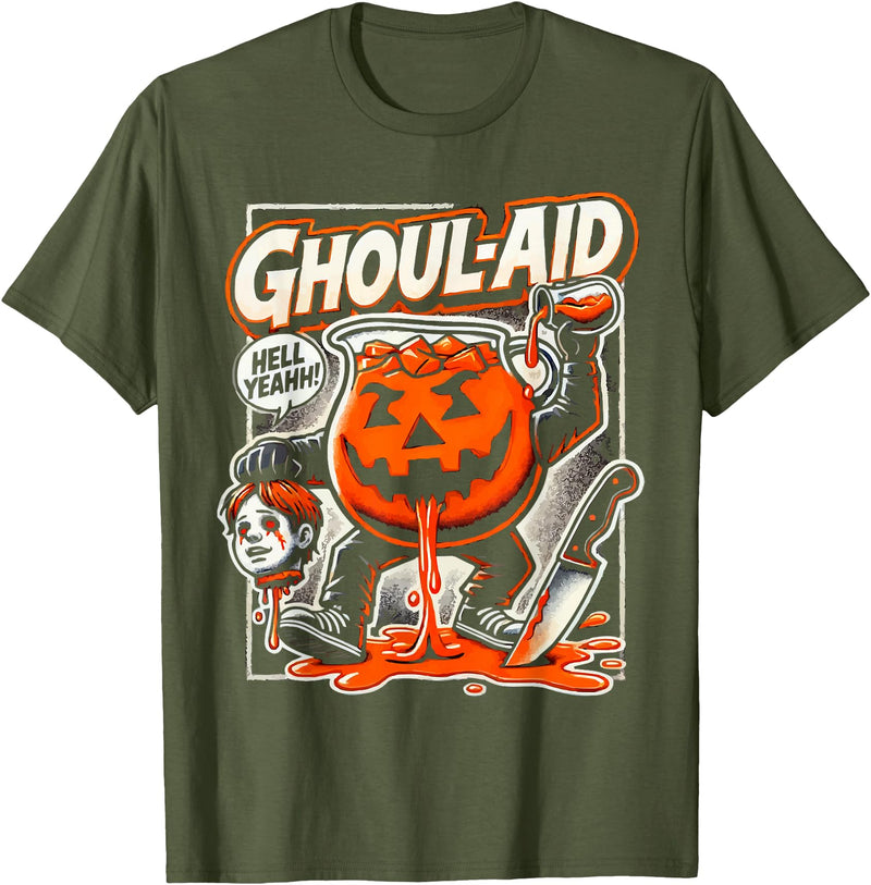 Ghoul Halloween Trick Or Treat SteMi Apparel Halloween Ghoul Lover Spooky Ghost Scary Trick Or Treat T-Shirt - Olive Green
