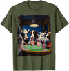 Noah&Friends Playing Card Pop Art Gambling Cows Playing Poker Cards T-Shirt - Olive Green