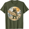 Retro Coastal Surf Bear Vintage Beach Apparel Vintage California Surf Bear Beach Retro Coastal Summer T-Shirt - Olive Green