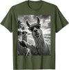 Funny Llama Stuff Accessories & Gifts Cool Llama Selfie At The Beach, Cute Llamas Alpaca T-Shirt - Olive Green
