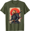 Japanese Samurai Bear Woodblock Art Samurai Brown Bear Ukiyo-e Ink Warrior Art Japanese Bear Art T-Shirt - Olive Green