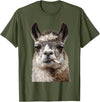 FunWearVM Funny Smoking Llama Cool Animal Lover with Attitude T-Shirt - Olive Green