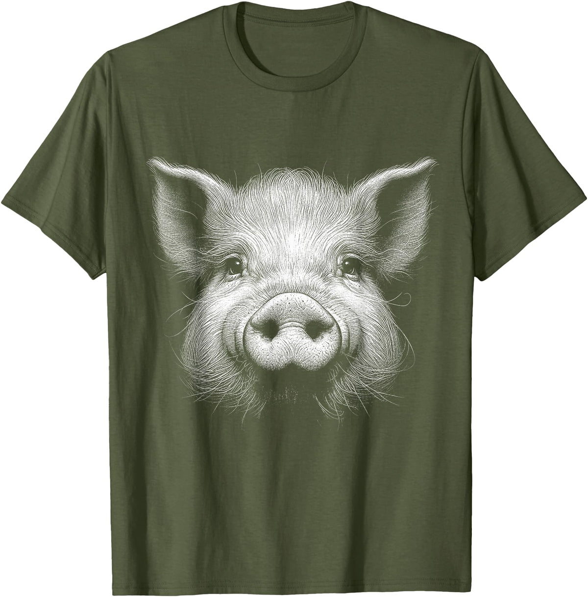 Animal Lovers Funny Quotes And Designs Pig Face Lover Art Design For Men And Women T-Shirt - Olive Green