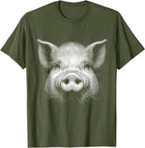 Animal Lovers Funny Quotes And Designs Pig Face Lover Art Design For Men And Women T-Shirt - Olive Green
