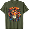 Cool Lions, Astrology And Horoscope Designs Lion Colourful Lion from Africa King of Animals Polygon T-Shirt - Olive Green