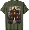 Vintage Haunted House Ghost Halloween Costumes Vintage Ghost Haunted House Scary Halloween Costume Spooky T-Shirt - Olive