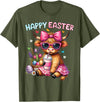 Farm Animal Highland Cow easter Gifts Happy Easter Day Highland Cow Cute Holiday Bunny Women Kids T-Shirt - Olive Green