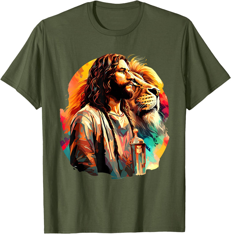 Tribe Of Judah Lion Shirt Lion Of Judah Jesus Christian Faith Men Women Gifts T-Shirt - Olive Green