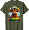 Dill With It Cute Highland Cow Pickle Gardener Dill With It Cute Highland Cow Pickle Hat Farm Animal Lover T-Shirt - Olive