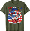 Cow American Flag 4th of July Fireworks Farmer Patriotic Cow USA Flag 4th of July Red and White and Moo T-Shirt - Olive Green