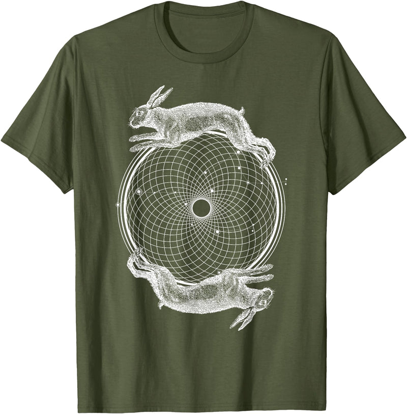 Torus Rabbits - Sacred Geometry T-Shirt in Olive Green