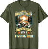Gift For Grandpa Fisherman Outdoor Nature Lover Never Underestimate an Old Man with A Fishing Rod Scenic Men T-Shirt - Olive Green