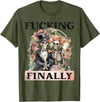 Skeleton Bachelorette Halloween Wedding Bride Babe Fucking Finally Bridesmaid Skeleton Bride Groom Halloween T-Shirt - Olive