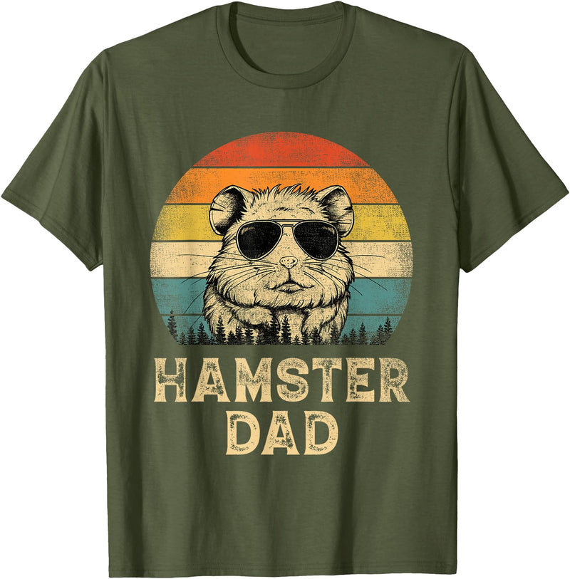 Vintage Hamster Dad Hamster Lovers Daddy Father's Day T-Shirt - Olive Green