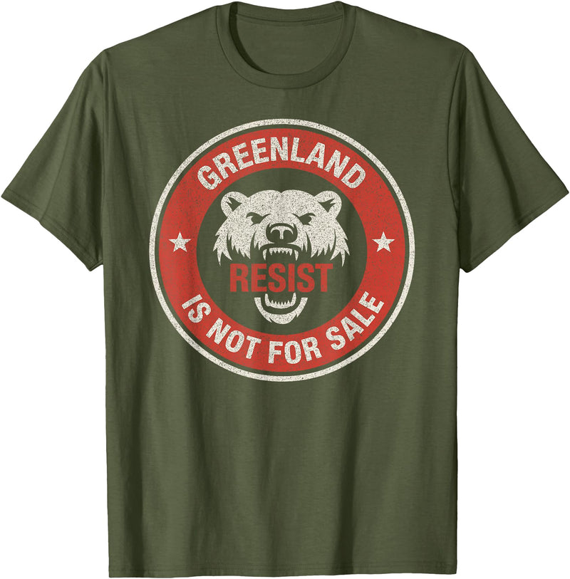 Greenland Not For Sale Greenland is Not for Sale Polar Bear Resist Graphic T-Shirt - Olive Green