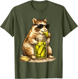 Pickle Munching Guinea Pig Designs Funny Guinea Pig Pickle Lover T-Shirt - Olive Green