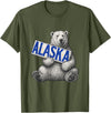 Unknow Carmela Polar Bear Holding Alaska Sign Vintage Alaska Lover T-Shirt - Olive Green