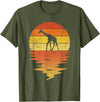 TrendyPull Silhouette Retro Vintage Style Gifts Giraffe Shirt Retro Sunset 70s Vintage Giraffe T-Shirt - Olive Green